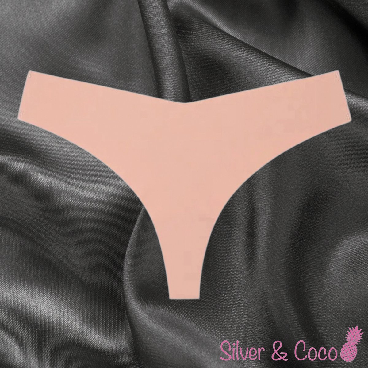 SilverAndCoco® - Naadloze String / Seamless Onderbroek Dames / Zacht Brazilian Slipje / Naadloos Stretch Ondergoed Vrouw / Strings Dames Lingerie Broekje Slip Nude - Peach / Large / L