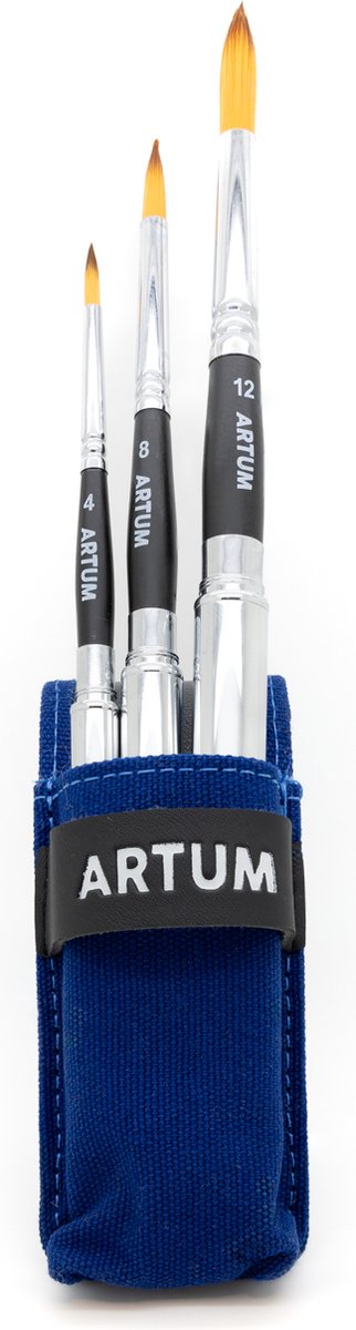 Artum - Reis Penselenset 3 Delig Rond - Aquarel Schilderen Onderweg - Diervriendelijk - Opbergtasje — afbeelding 3