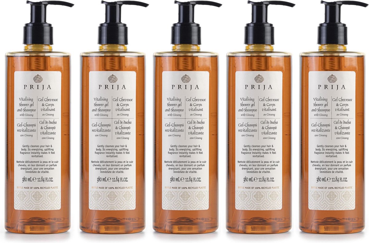 PRIJA - vloeibare shampoo/douchegel, ginseng 5 x 380 ml
