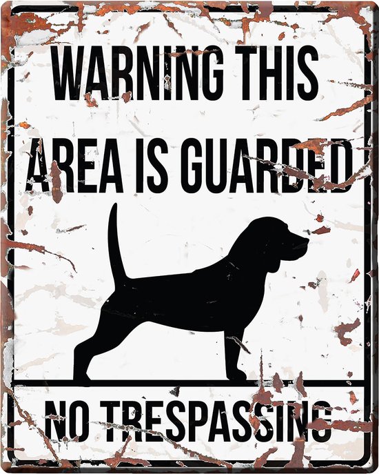 WARNING SIGN SQUARE BEAGLE GB 20x25cm blanc
