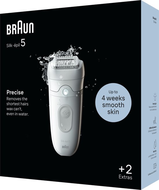 Braun Silk·épil 5 - Epilator Voor Eenvoudige Ontharing - Langdurig Gladde Huid - 5-011 - Wit/grijs