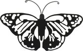 Decoris tuin/schutting decoratie vlinder - metaal - zwart - 17 x 12 cm