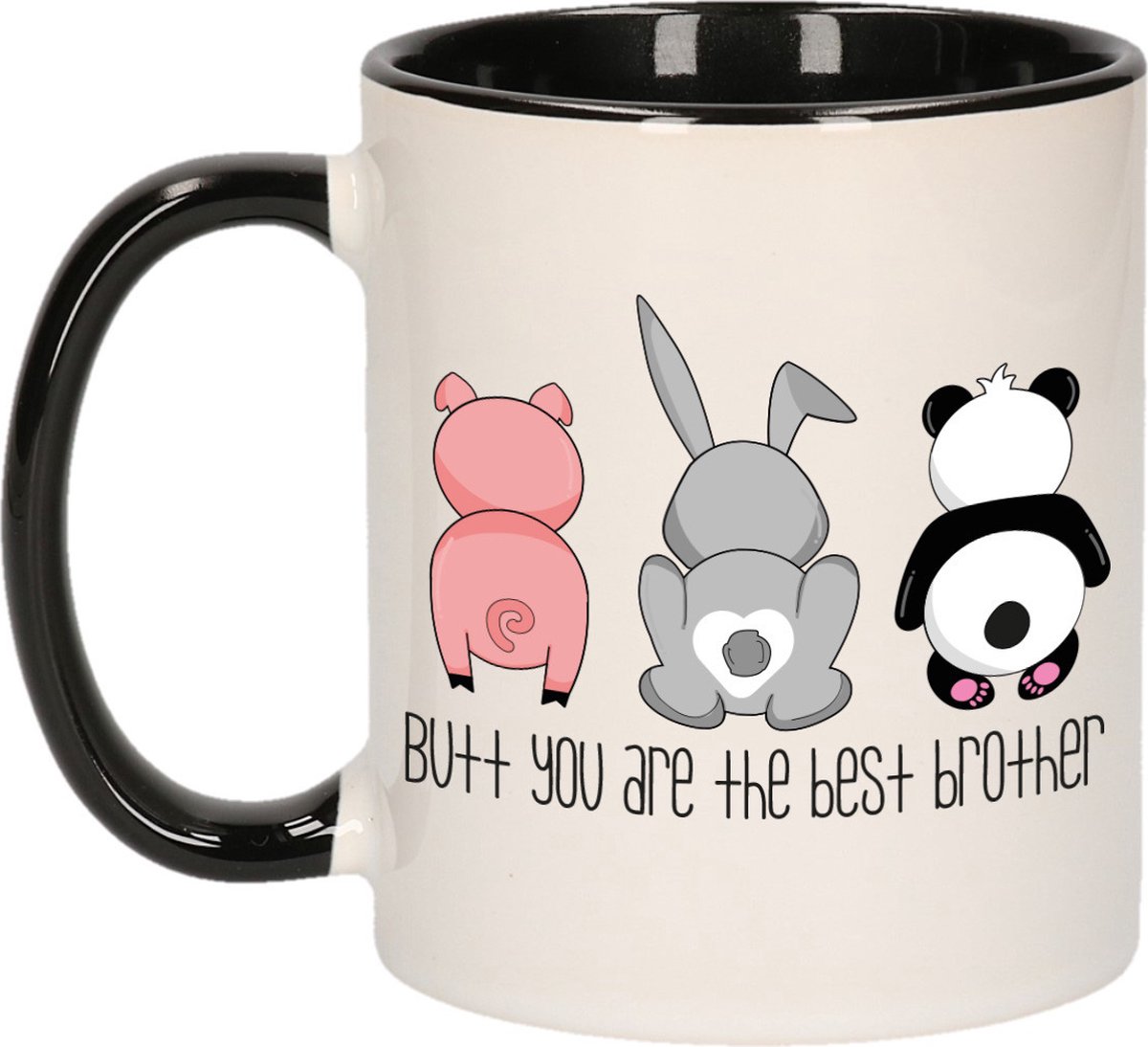 Bellatio Decorations Cadeau koffie/thee mok voor broer - zwart - 300 ml