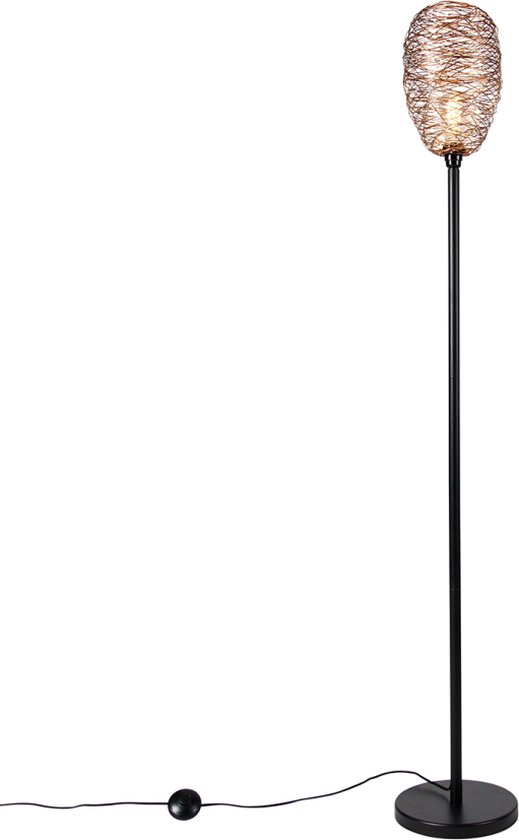 QAZQA sarella - Design Vloerlamp | Staande Lamp - 1 lichts - H 167 cm - Koper - Woonkamer | Slaapkamer | Keuken