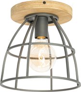 QAZQA arthur - Industriele Plafondlamp - 1 lichts - Ø 25 cm - Donkergrijs - Industrieel - Woonkamer | Slaapkamer | Keuken