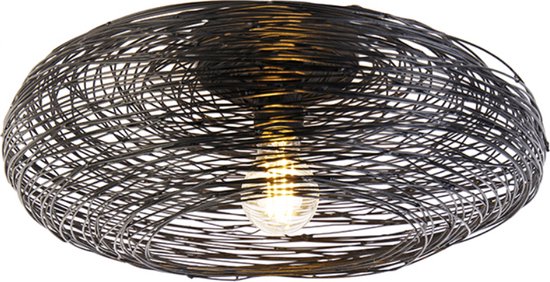 QAZQA sarella - Design Plafondlamp - 1 lichts - Ø 400 mm - Zwart - Woonkamer | Slaapkamer | Keuken