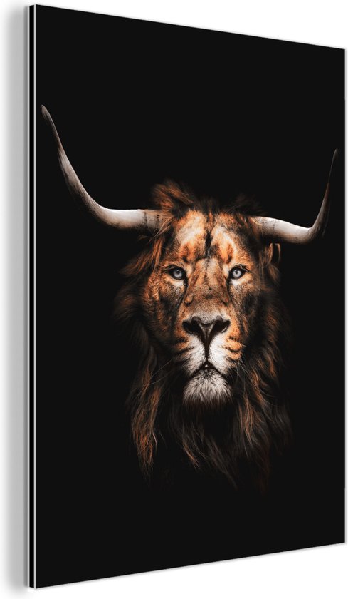 Décoration murale Métal - Peinture Aluminium Industriel - Lion - Highlander Ecossais - Corne - 30x40 cm - Dibond - Photo sur aluminium - Décoration murale industrielle - Pour le salon/chambre