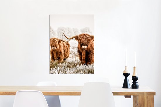 Décoration murale Métal - Peinture Aluminium Industriel - Highlander Ecossais - Vache - Animaux - 60x80 cm - Dibond - Photo sur aluminium - Décoration murale industrielle - Pour le salon/chambre