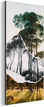 Wanddecoratie Metaal - Aluminium Schilderij - Italiaans Landschap - Hendrik Voogd - Zwart - Wit - 40x80 cm - Dibond