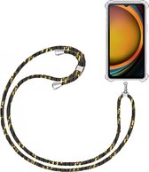 Telefoonkoord + Hoesje Geschikt voor Samsung Galaxy Xcover 7 - Lengte Verstelbaar - Telefoonketting - Shock Proof Case - Zwart Goud