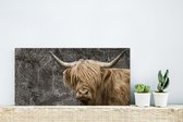 Wanddecoratie Metaal - Aluminium Schilderij Industrieel - Schotse hooglander - Wereldkaart - Dieren - 40x20 cm - Dibond - Foto op aluminium - Industriële muurdecoratie - Voor de woonkamer/slaapkamer