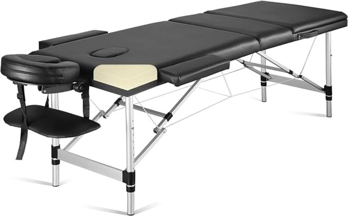 Goedkoopste Luxe Behandeltafel – Behandelbank – Massagetafel – Inklapbaar – Inclusief Draagtas – Mulfitunctioneel - Zwart