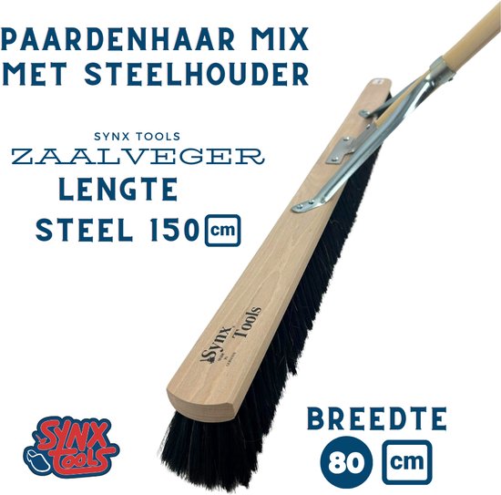 Synx Tools bezem Paardenhaar - 80 cm - Zaalveger / Kamerveger - Zachte bezem 80 cm - Bezemsteel - Veger schoonmaken - Bezems Binnen - Besem zacht met Steel 150 cm van Synx Tools — afbeelding 4