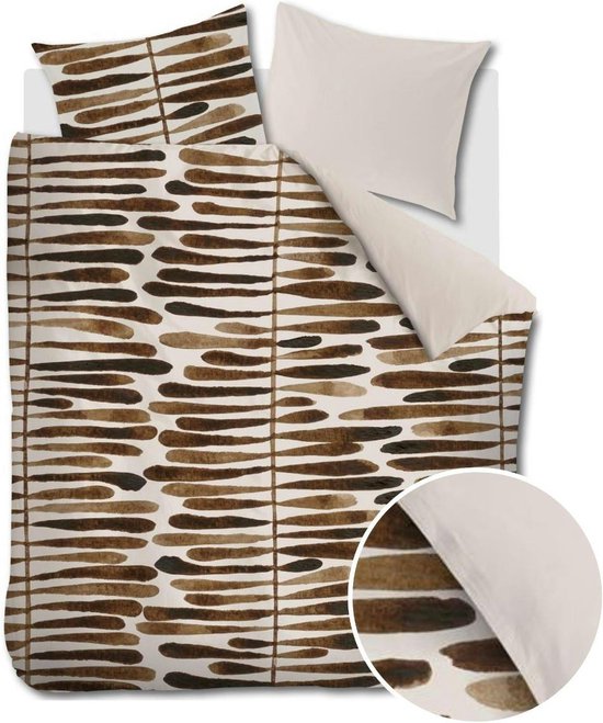 Housse de Couette VTWonen Botanic Stripe - Double - 200x200/220 cm - Rouge Brique