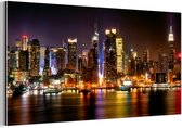 Wanddecoratie Metaal - Aluminium Schilderij Industrieel - New York - Manhattan - Skyline - 80x40 cm - Dibond - Foto op aluminium - Industriële muurdecoratie - Voor de woonkamer/slaapkamer