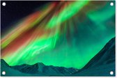 Tuindecoratie Noorderlicht - Alaska - Oranje - Groen - 60x40 cm - Tuinposter - Tuindoek - Buitenposter