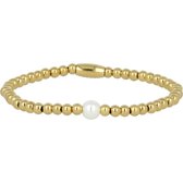My Bendel - Goudkleurige Kralenarmband met Witte Parel - Elegant Sieraad - met Luxe Cadeauverpakking | Sieraden Voor Dames