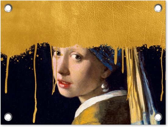 Décoration de Jardin Vermeer - Fille à la perle - Or - 40x30 cm