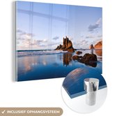 MuchoWow® Glasschilderij 120x80 cm - Schilderij acrylglas - Het rotsachtige water bij Benijos Tenerife Spanje - Foto op glas - Schilderijen