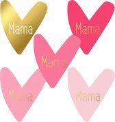 10x Mama Hart Sluitsticker - Goud kleur - 33 x 38 mm - Traktatiesticker - Cadeausticker - Wensetiket bedankt mama - Moederdag - Uitdelen - Sluitsticker
