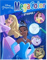 Disney Princess - Megacolor Blauw - kleurboek met +/- 125 kleurplaten en 1 stickervel - knutselen - creatief - kado