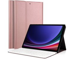 Hoes met toetsenbord geschikt voor Samsung Galaxy Tab S10 Ultra / S9 Ultra / S8 Ultra - Keyboard Book Case Cover Hoesje Rosegoud