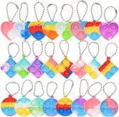 Partizzle 24x Pop It Fidget Toys Porte-clés Paquet - Popit Hand-Out Gifts Heart - Grab Bag Treat Gifts - Pour les Enfants