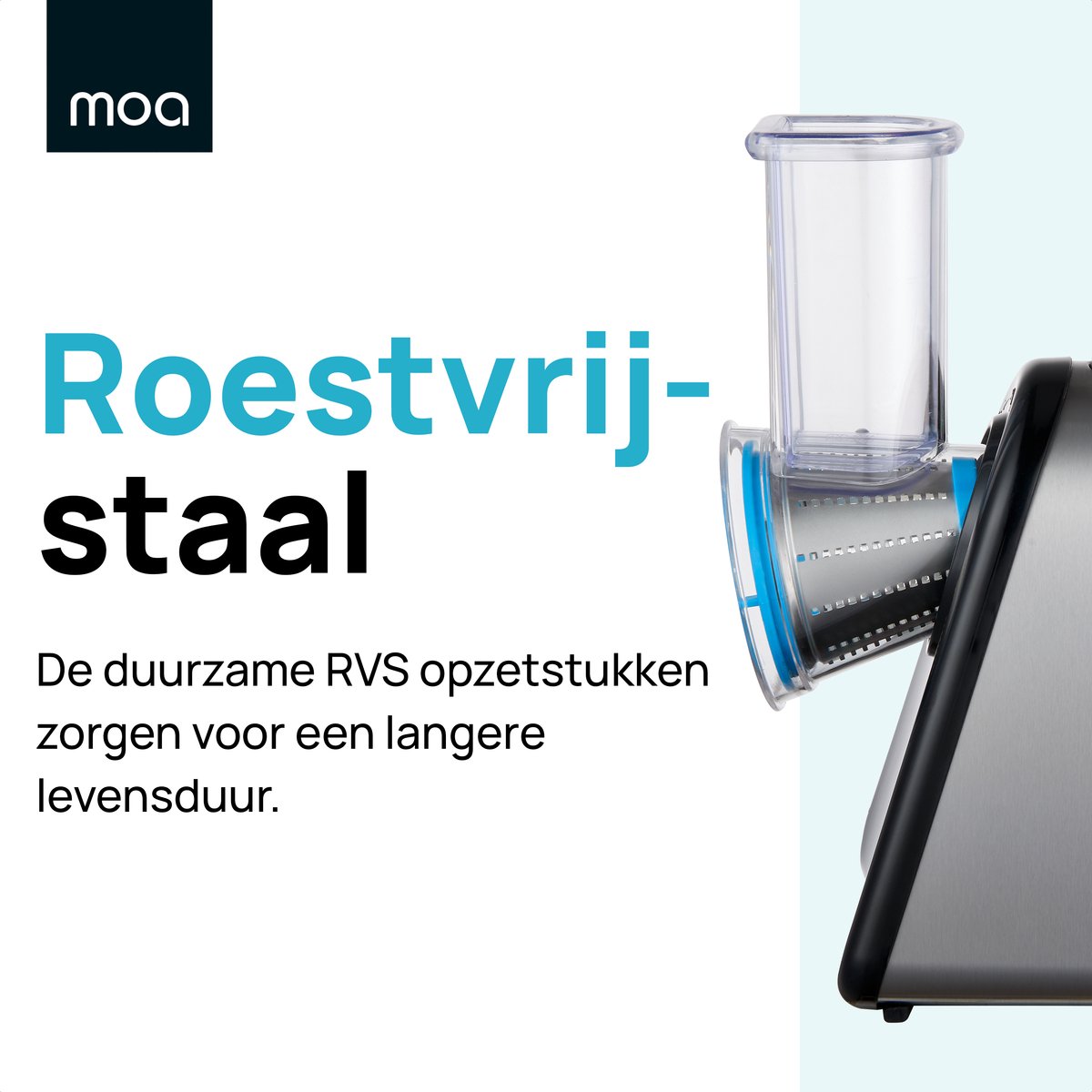 MOA Foodprocessor - Groentesnijder - Hakmolen - BPA-Vrij - Meerdere Opzetstukken - Uiensnijder - RVS/Zwart thumbnail 3