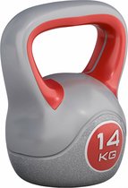 Bol.com Gorilla Sports Kettlebell Trendy - Kunststof - 14 kg - Grijs - Rood aanbieding