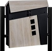 Boîte aux lettres de Luxe sur poteau - verticale - résistante aux intempéries - acier inoxydable - Design moderne - convient à n'importe quelle maison - Zwart/ bois