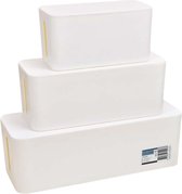 Kabelbox Wit (SET) - Kabeldoos - Kabel Opbergbox Stekkerdoos - Kabel Management onder bureau - Kabelbox voor snoeren wegwerken
