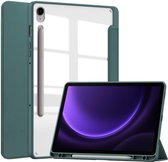 Kunstlederen Tri-Fold Book Case Hoes Geschikt voor Samsung Galaxy Tab S9 FE Groen