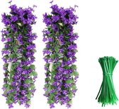 Set van 2 kunstmatige hangende bloemen, kunstbloemen, kunstmatige hangende bloemen, kunstmatige decoratie, paarse bloemen, voor kantoor, bruiloft, feest, huistuindecoratie (paars)