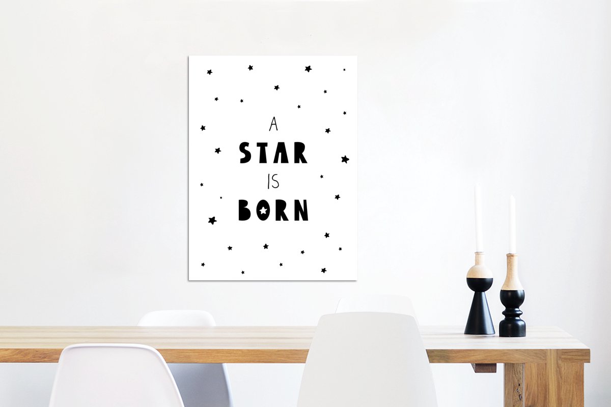 Wanddecoratie Metaal - Aluminium Schilderij Industrieel - Quotes - A star is born - Baby - Kinderen - Spreuken - 60x80 cm - Dibond - Foto op aluminium - Industriële muurdecoratie - Voor de woonkamer/slaapkamer