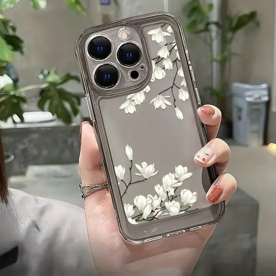 Unov Doorzichtig Hoesje Voor IPhone 14 Plus – Met Reliëf Bloemenboeket Patroon En Zachte TPU Bumper