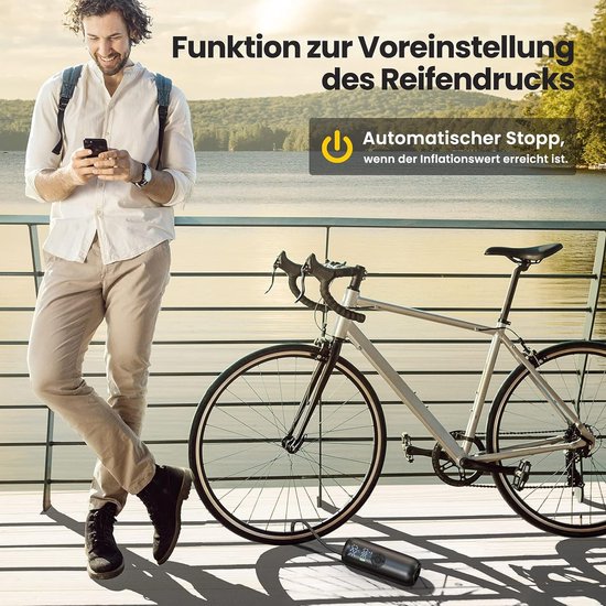 Fietspomp Bandopblazer Draagbare Luchtcompressor voor Auto Max 150PSI/103 Bar - Automatische Stop Luchtpomp - Presta Schrader Dunlop ventiel Fietspomp — afbeelding 4
