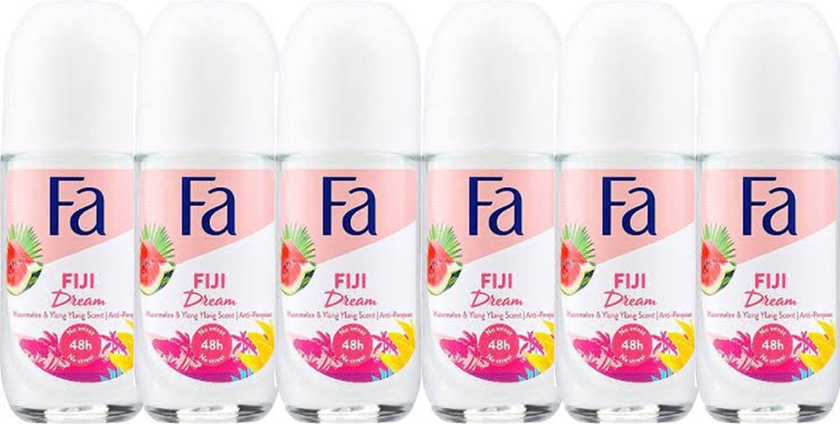 6x Fa Deo Roll-on Women - Fiji Dream 50 ml. GLAS