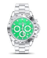 Montre homme acier vert Active Mauro Vinci - Avec emballage cadeau - Montre chronographe acier inoxydable