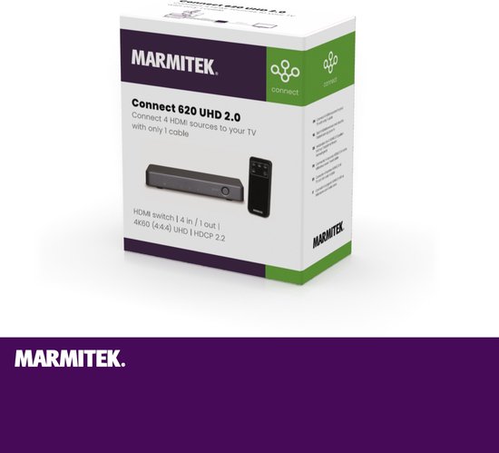 Marmitek Connect 620 UHD 2.0 HDMI Switch / HDMI schakelaar - 4K 60Hz - 4 in 1 uit