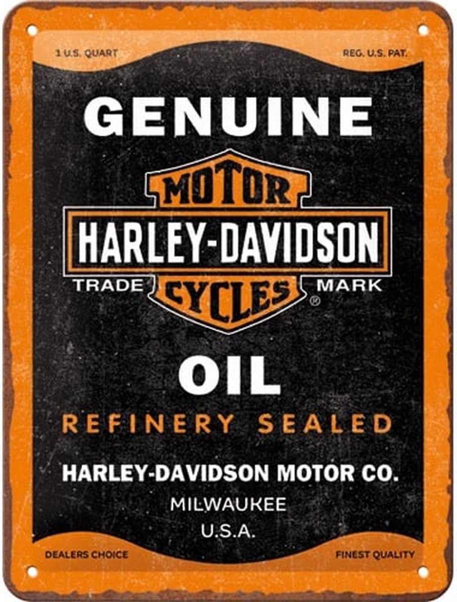 Wandbord Garage Motor - Harley Davidson - Genuine Oil