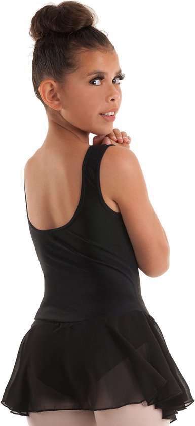 Dancer Dancewear® Balletpakje zwart | "Prima Donna" | Balletpak voor meisje | Met voile rokje | Balletpakje met rokje | Maat 128/134 – 10 jaar