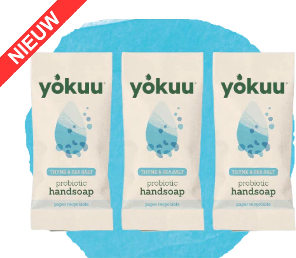 YOKUU Probiotische Vegan Handzeep – Thijm & Zeezout Geur – Navulling met 3 Parels - Schuimende Zeep – Waterloze Zeep