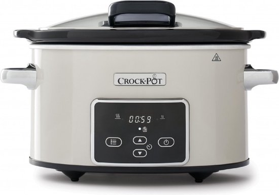 CrockPot Slow Cooker beigewit Klapdeksel Digital 3,5L