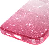 Hoesje Geschikt voor Samsung Galaxy S24 Glitter Siliconen Halfstijf Fijn, Wit / Roze