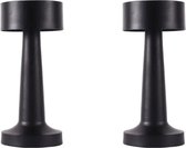 2 pièces - Lampe de table rechargeable - Lampe de nuit chambre - Lampe de bureau - Sans fil et dimmable - 21 cm - Zwart