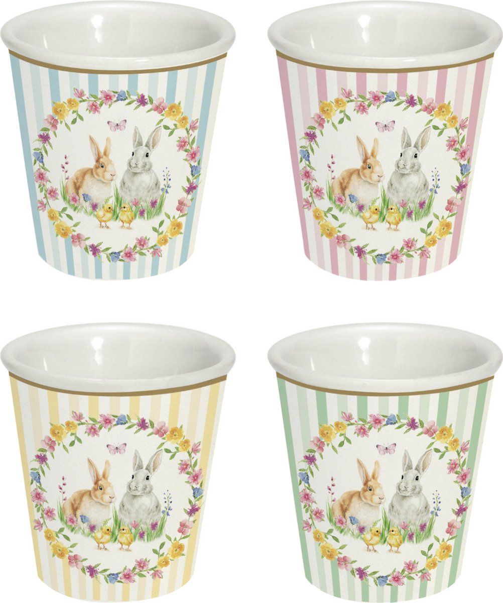 Servies Pasen - Set 4 Porselein Bekers 100ml