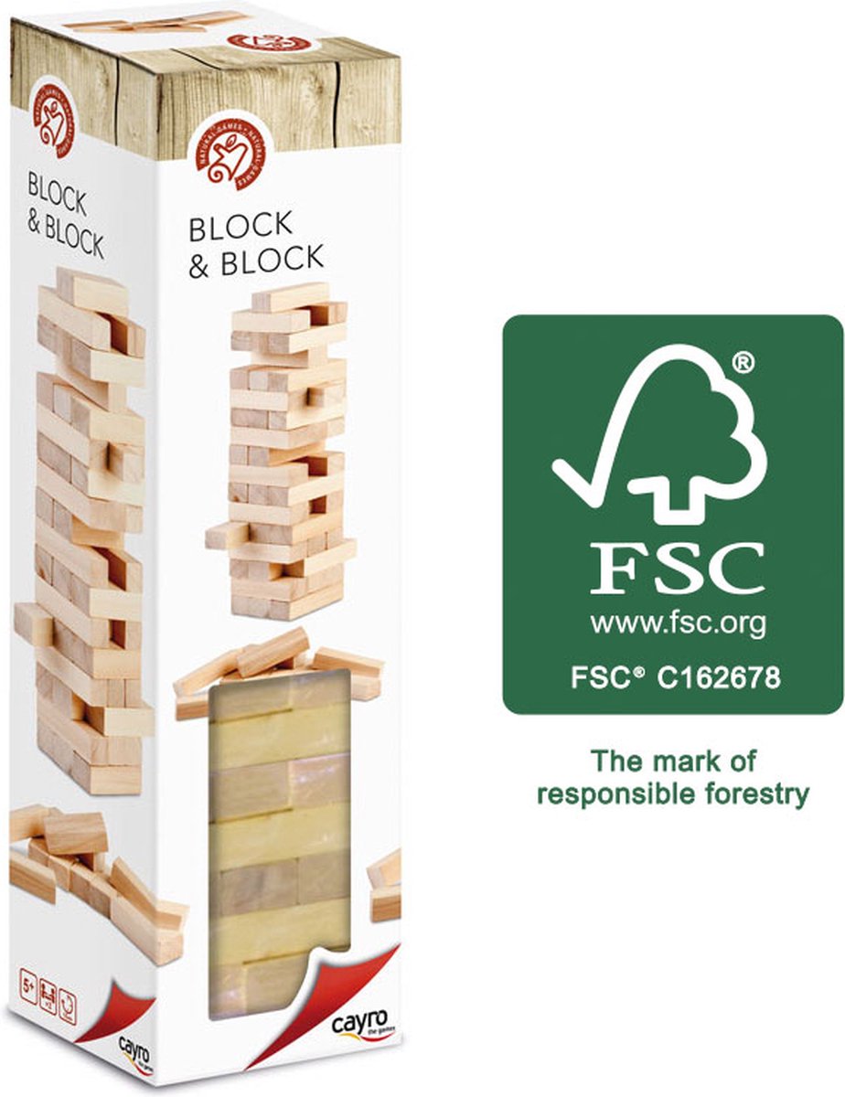 Cayro - Block & Block Classic - Action game - Skill game - 2-8 Players - Suitable from 5 years