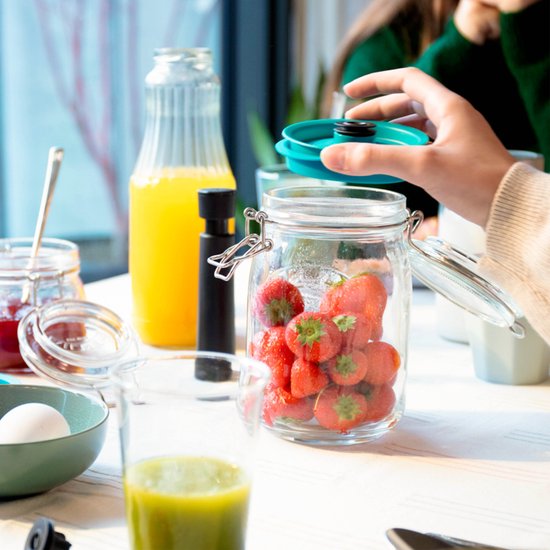 Set de Bocaux à conserves sous vide Kilner ® & Airtender – 1,0 L – 3 pièces avec pompe à vide – Conserve la fraîcheur 5 fois plus longtemps, fermentation et conservation plus rapides