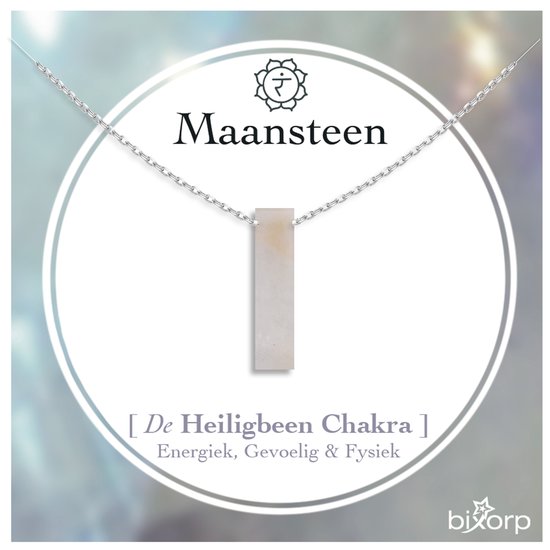 Bixorp Gems 925 Sterling Zilver Maansteen Ketting - Edelsteen Hanger - Kruin Chakra - 38+8cm