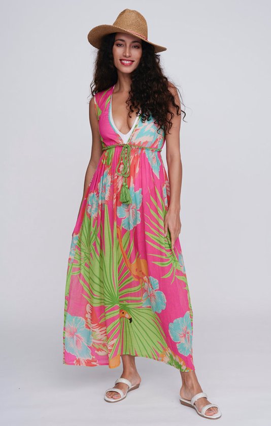 Pia Rossini - Fiesta Maxi Dress - maat M/L - Meerkleurig/Roze - Pia Rossini